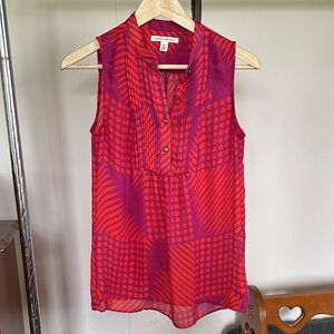 Banana Republic Red and Purple Sleeveless Blouse see photos Sheer XS
